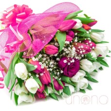 Queen Rose Among Tulips Bouquet